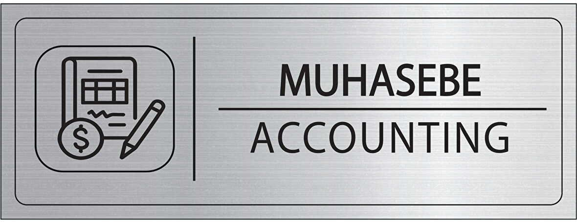 Mayeka Muhasebe İsimlik Gümüş Metal Kapı İsimliği Levhası Yönlendirme Tabelası