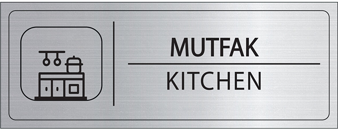 Mayeka Mutfak İsimlik Gümüş Metal Kapı İsimliği Levhası Yönlendirme Tabelası