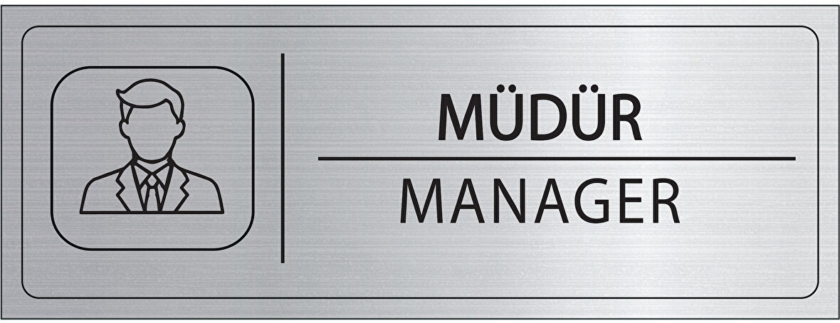 Mayeka Müdür İsimlik Gümüş Metal Kapı İsimliği Levhası Yönlendirme Tabelası