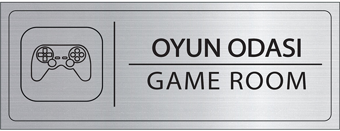 Mayeka Oyun Odası İsimlik Gümüş Metal Kapı İsimliği Levhası Yönlendirme Tabelası