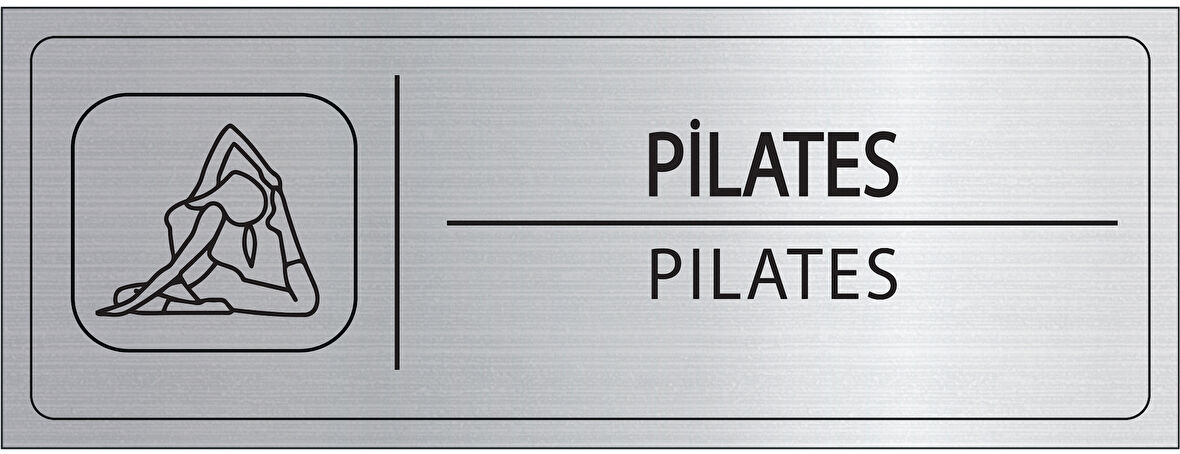 Mayeka Pilates İsimlik Gümüş Metal Kapı İsimliği Levhası Yönlendirme Tabelası