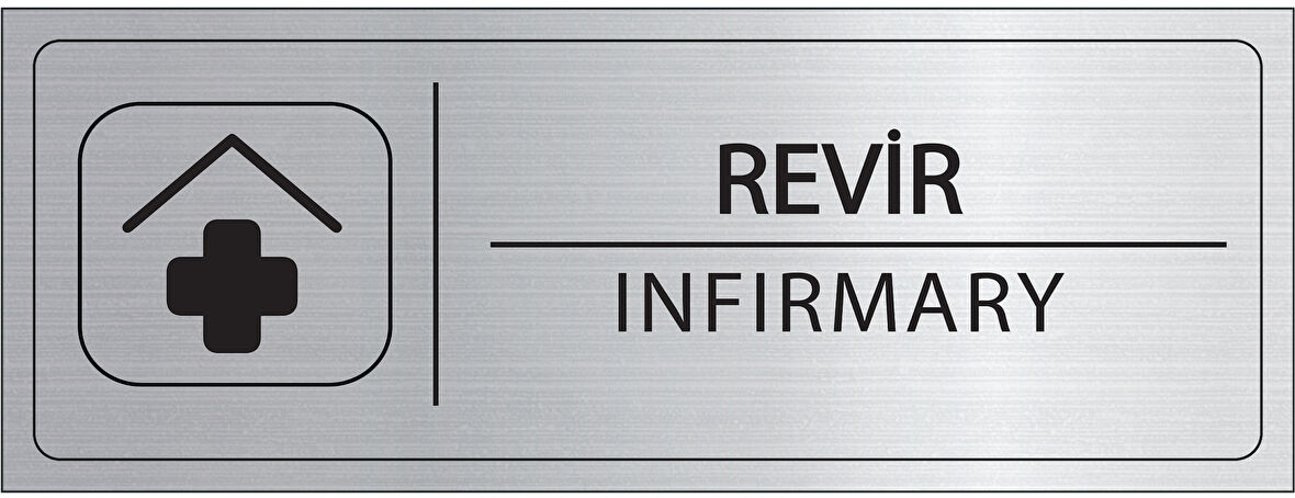 Mayeka Revir İsimlik Gümüş Metal Kapı İsimliği Levhası Yönlendirme Tabelası