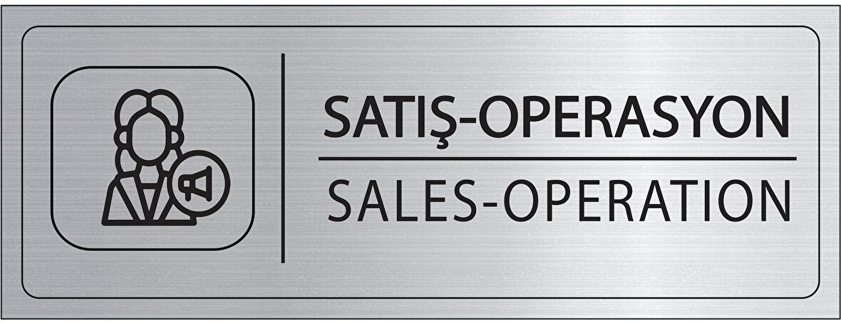 Mayeka Satış Operasyon İsimlik Gümüş Metal Kapı İsimliği Levhası Yönlendirme Tabelası