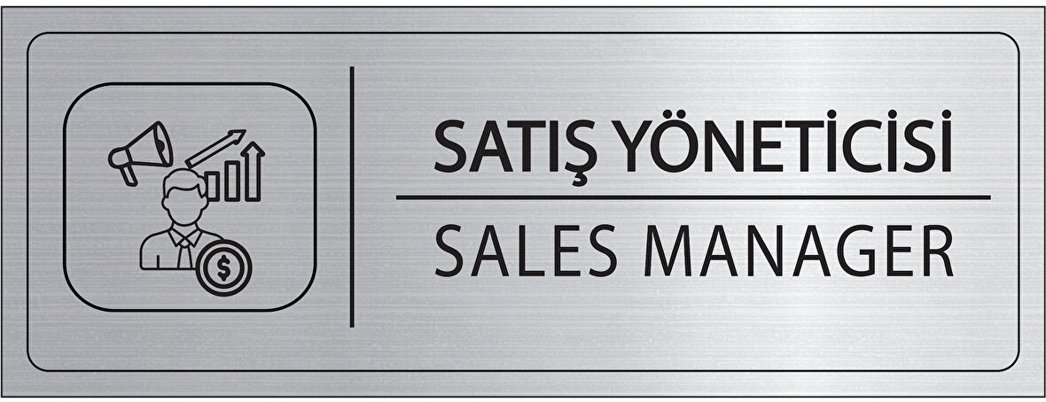 Mayeka Satış Yöneticisi İsimlik Gümüş Metal Kapı İsimliği Levhası Yönlendirme Tabelası