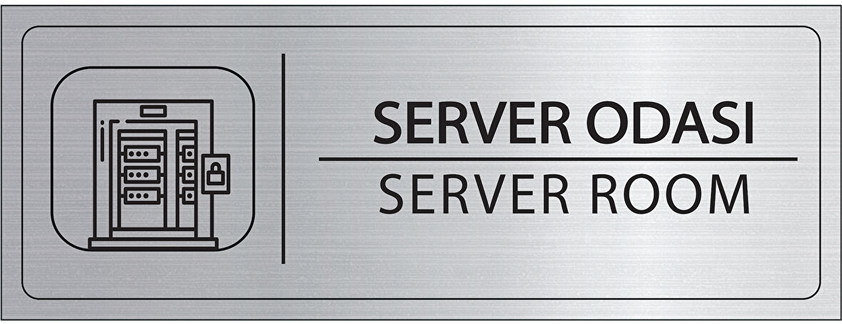 Mayeka Server Odası İsimlik Gümüş Metal Kapı İsimliği Levhası Yönlendirme Tabelası