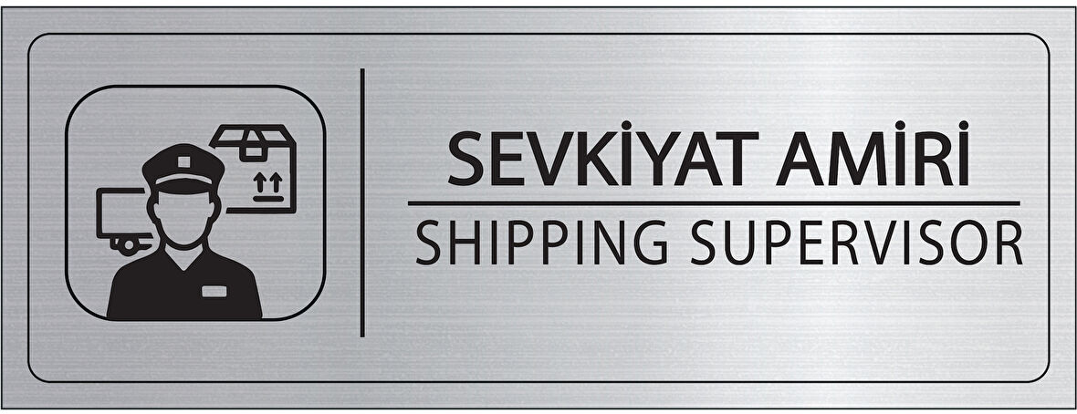 Mayeka Sevkiyat Amiri İsimlik Gümüş Metal Kapı İsimliği Levhası Yönlendirme Tabelası