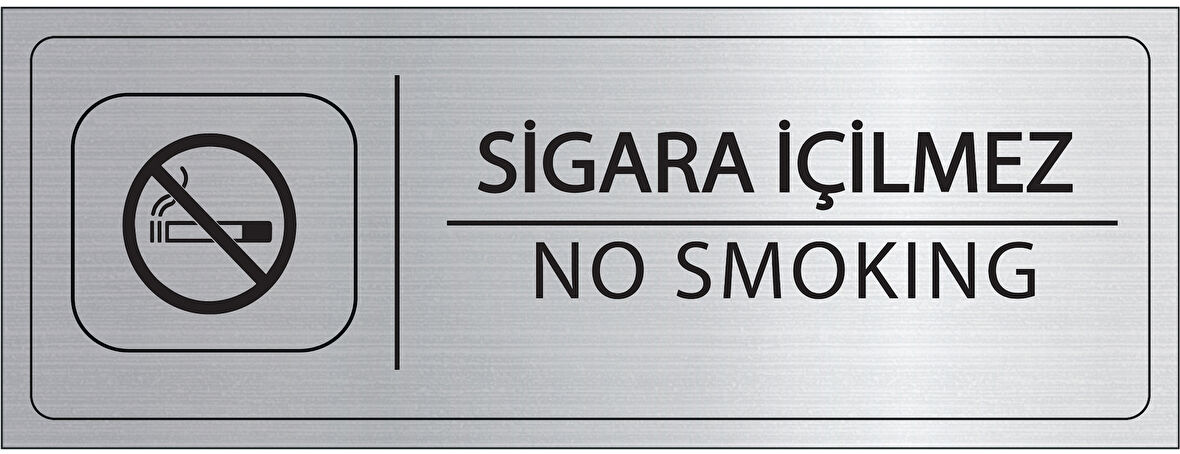Mayeka Sigara İçilmez İsimlik Gümüş Metal Kapı İsimliği Levhası Yönlendirme Tabelası