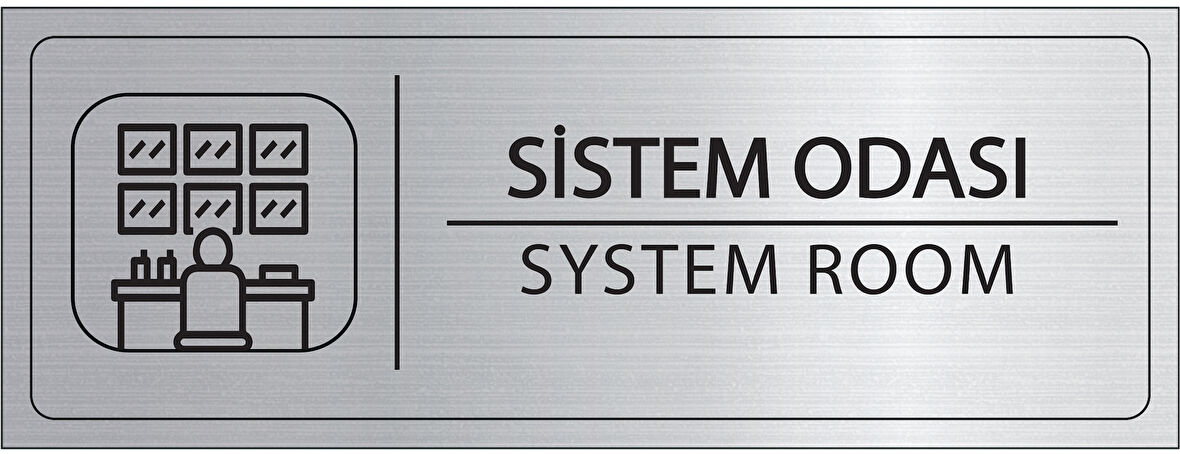 Mayeka Sistem Odası İsimlik Gümüş Metal Kapı İsimliği Levhası Yönlendirme Tabelası