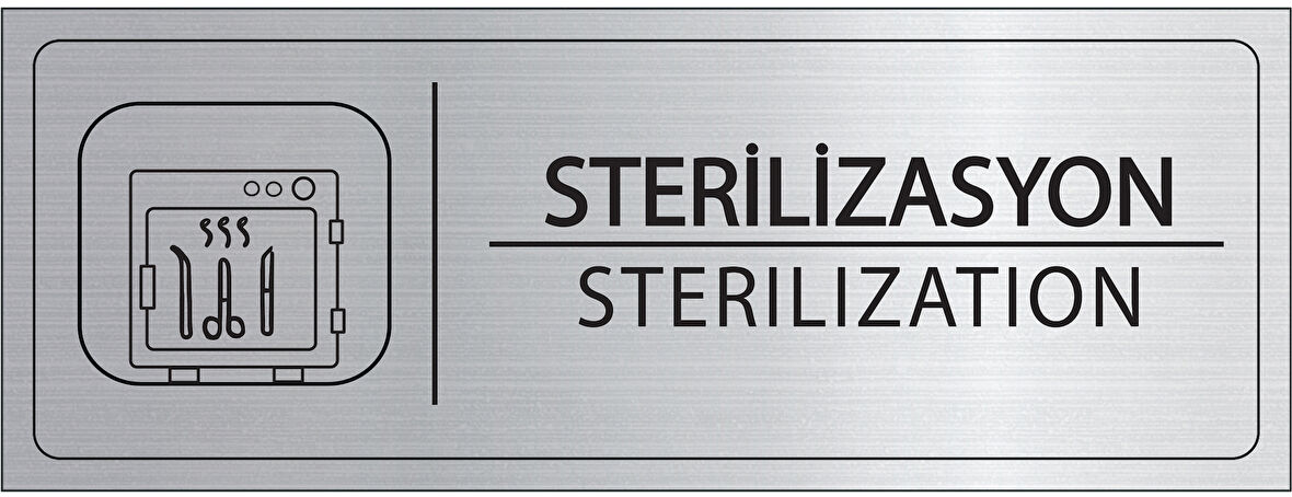 Mayeka Sterilizasyon İsimlik Gümüş Metal Kapı İsimliği Levhası Yönlendirme Tabelası