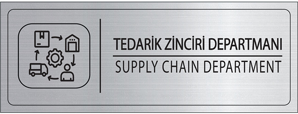 Mayeka Tedarik Zinciri Departmanı İsimlik Gümüş Metal Kapı İsimliği Levhası Yönlendirme Tabelası