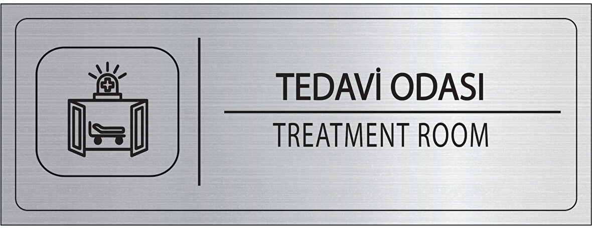 Mayeka Tedavi Odası İsimlik Gümüş Metal Kapı İsimliği Levhası Yönlendirme Tabelası