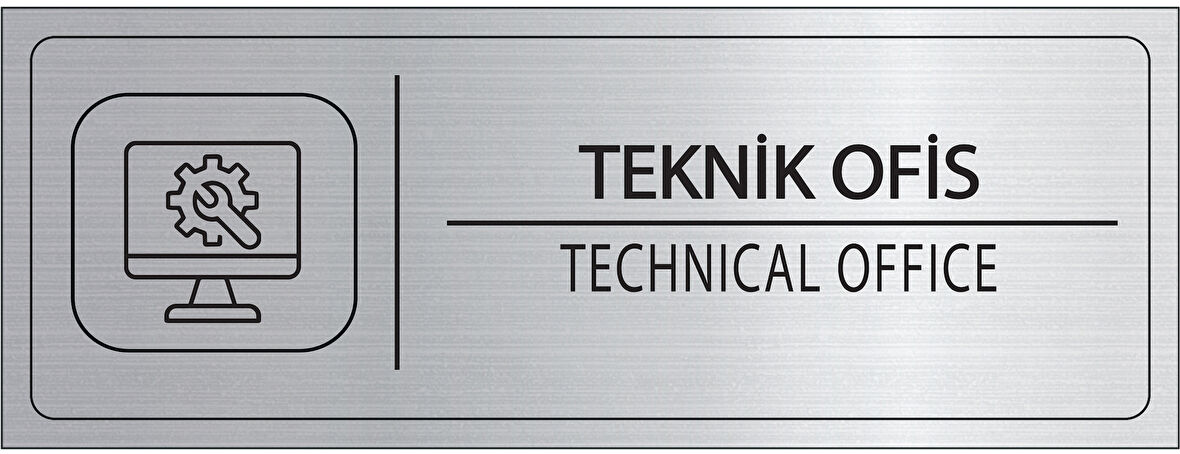 Mayeka Teknik Ofis İsimlik Gümüş Metal Kapı İsimliği Levhası Yönlendirme Tabelası