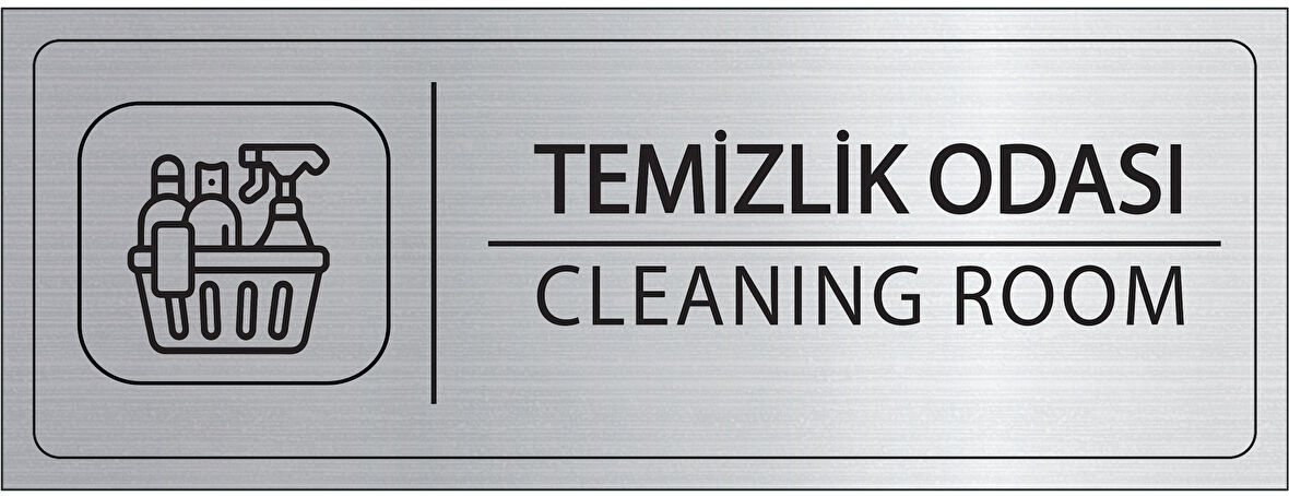 Mayeka Temizlik Odası İsimlik Gümüş Metal Kapı İsimliği Levhası Yönlendirme Tabelası