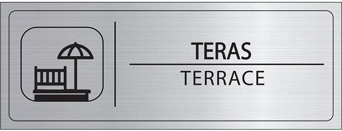 Mayeka Teras İsimlik Gümüş Metal Kapı İsimliği Levhası Yönlendirme Tabelası