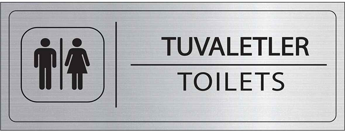 Mayeka Tuvaletler İsimlik Gümüş Metal Kapı İsimliği Levhası Yönlendirme Tabelası