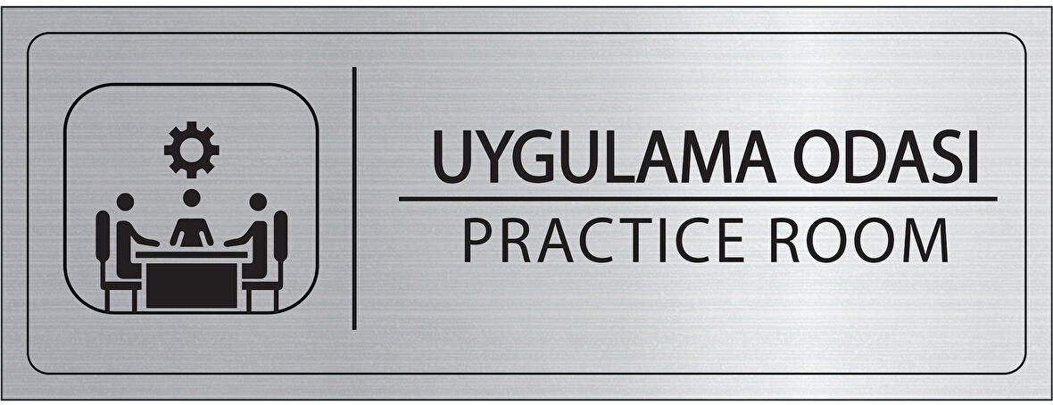 Mayeka Uygulama Odası İsimlik Gümüş Metal Kapı İsimliği Levhası Yönlendirme Tabelası