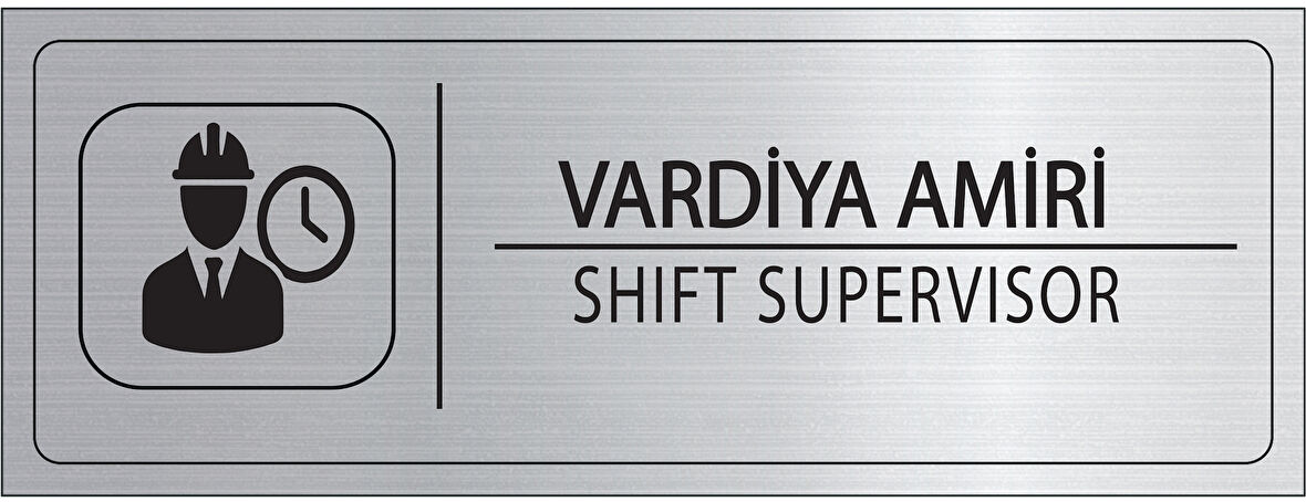 Mayeka Vardiya Amiri İsimlik Gümüş Metal Kapı İsimliği Levhası Yönlendirme Tabelası
