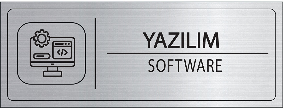 Mayeka Yazılım İsimlik Gümüş Metal Kapı İsimliği Levhası Yönlendirme Tabelası