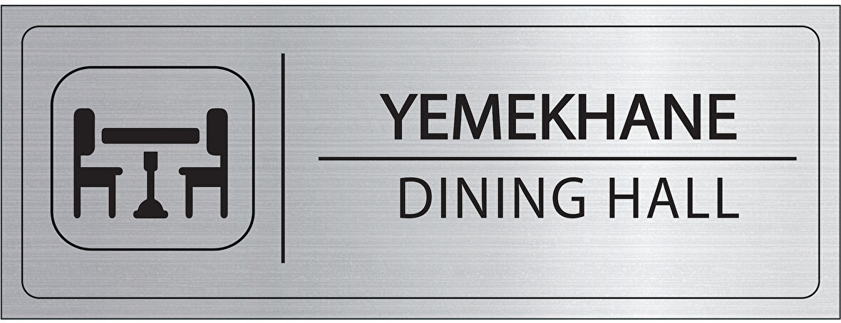 Mayeka Yemekhane İsimlik Gümüş Metal Kapı İsimliği Levhası Yönlendirme Tabelası