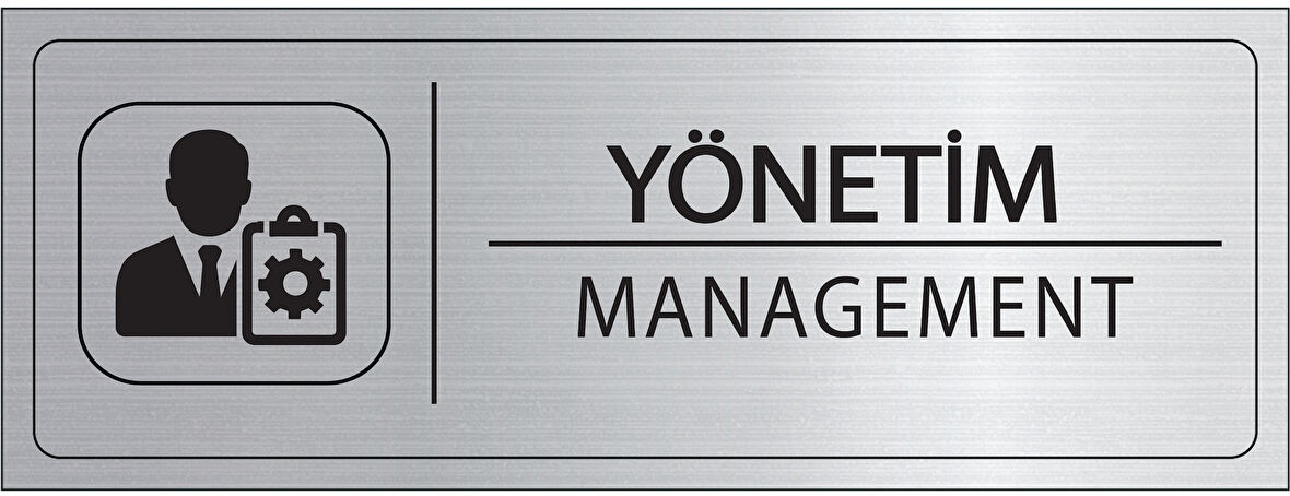 Mayeka Yönetim İsimlik Gümüş Metal Kapı İsimliği Levhası Yönlendirme Tabelası