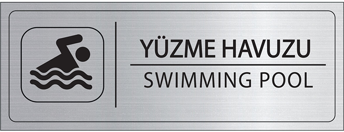Mayeka Yüzme Havuzu İsimlik Gümüş Metal Kapı İsimliği Levhası Yönlendirme Tabelası