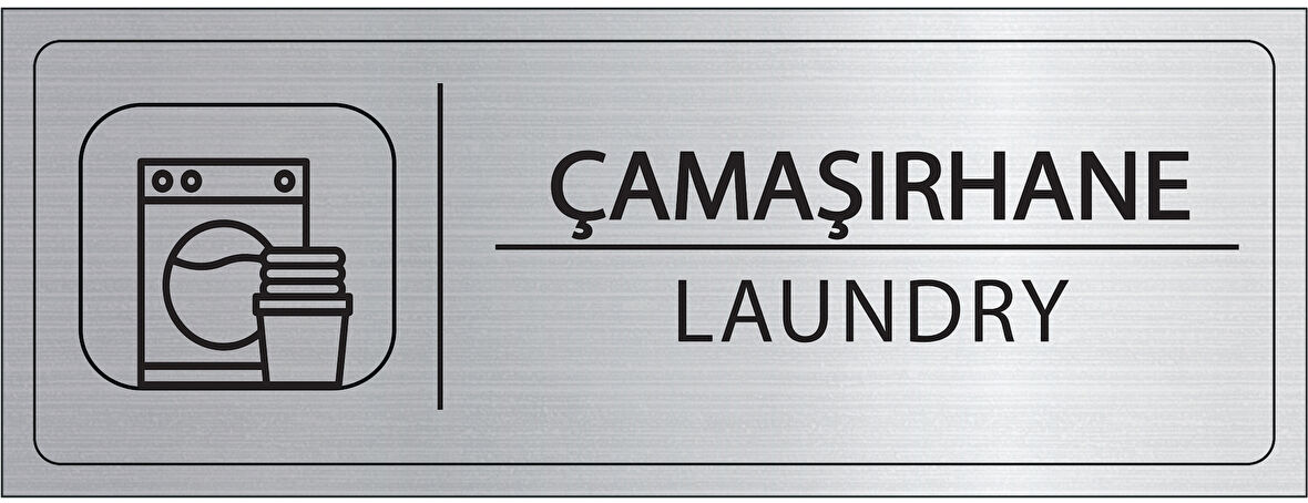 Mayeka Çamaşırhane İsimlik Gümüş Metal Kapı İsimliği Levhası Yönlendirme Tabelası
