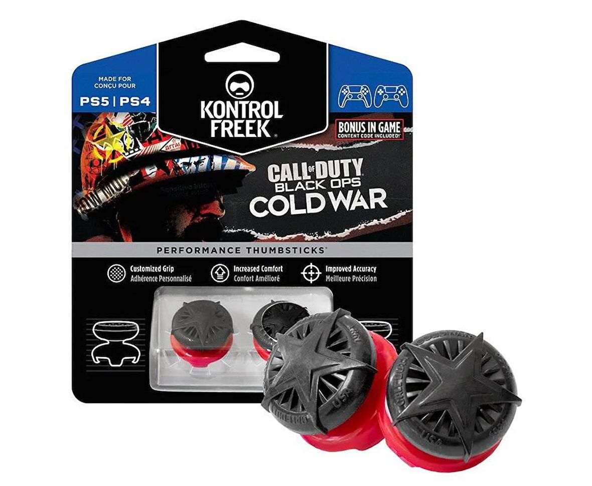 Cosmostech Kontrolfreek Call Of Duty Black Ops Cold War PS5/PS4 Uyumlu Analog Başlık Thumbsticks - Performans Yükseltici ve Koruyucu