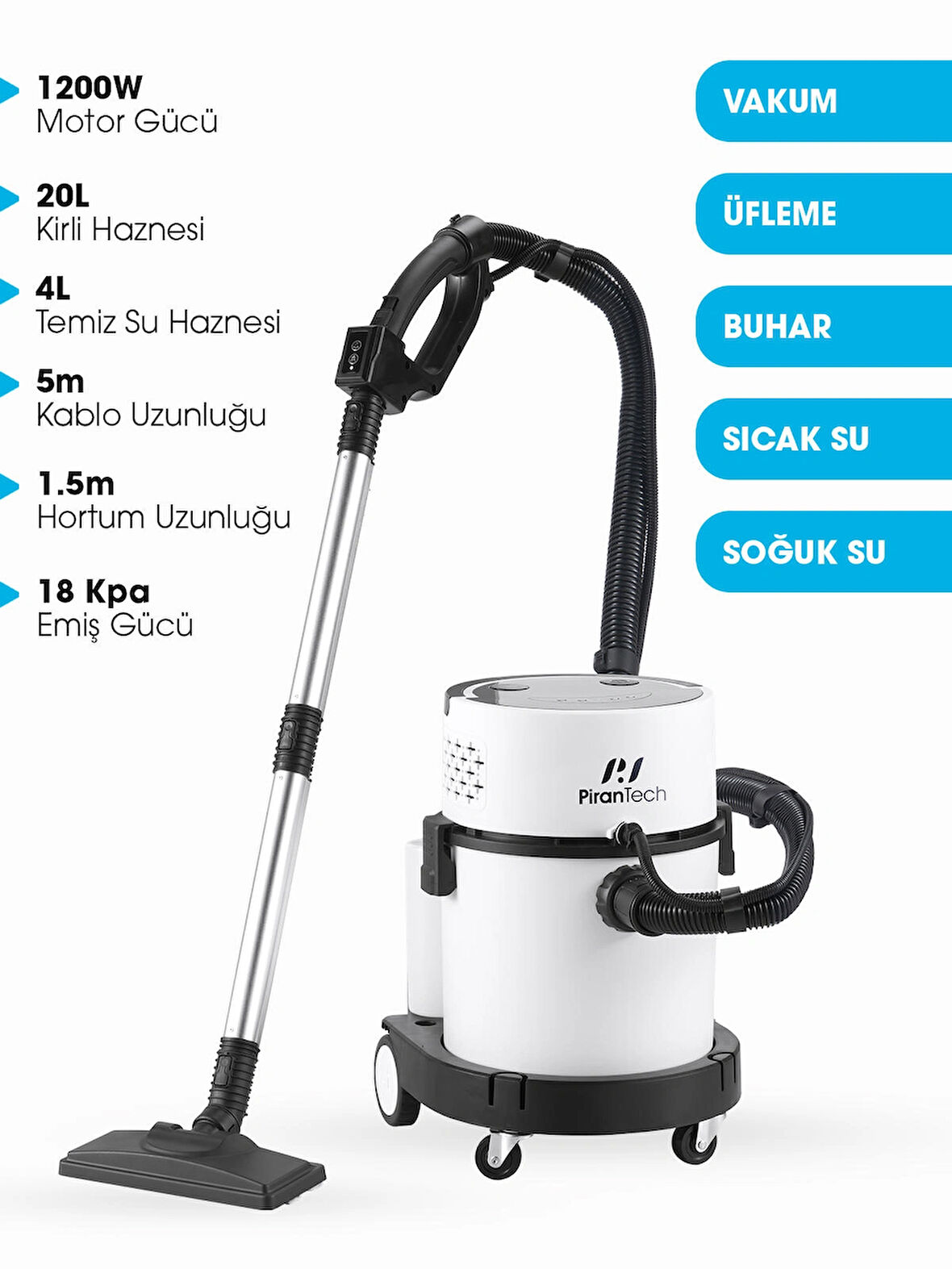 RLZ 208 4’ü 1 Arada Buharlı Temizlik Robotu | 2400W | 20L