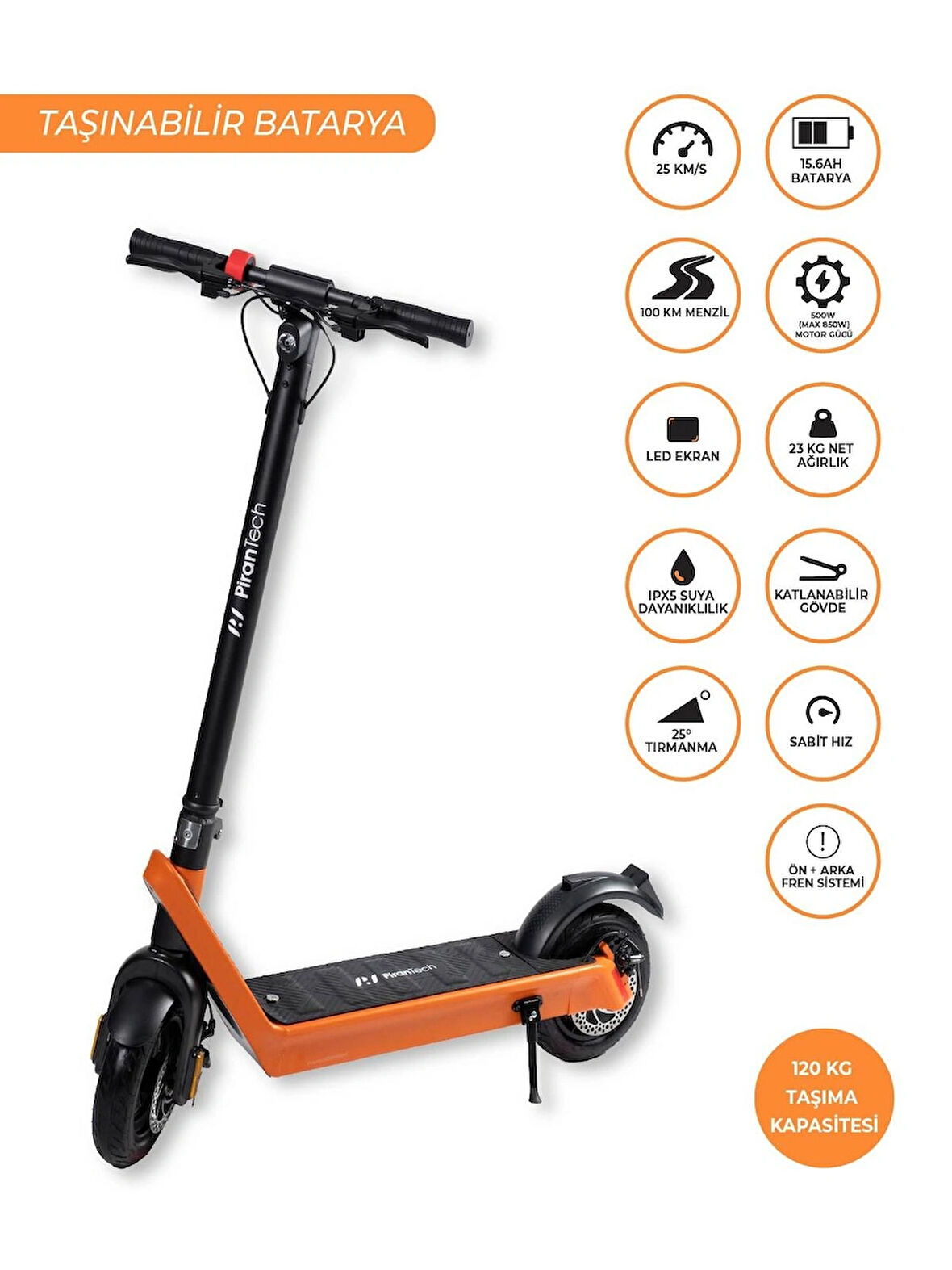 X9 Elektrikli Scooter - Çıkartılabilir Bataryalı 850W Katlanabilir Scooter