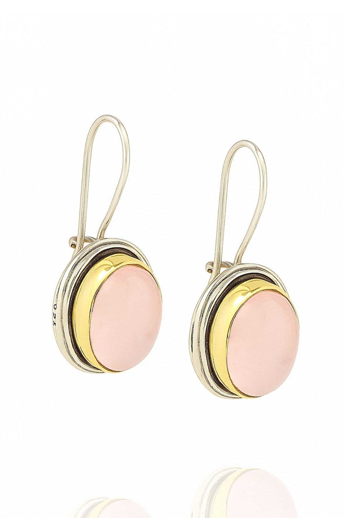 Sarma Serisi Pembe Kuvars Taşlı El İşi Kadın Otantik Gümüş Küpe