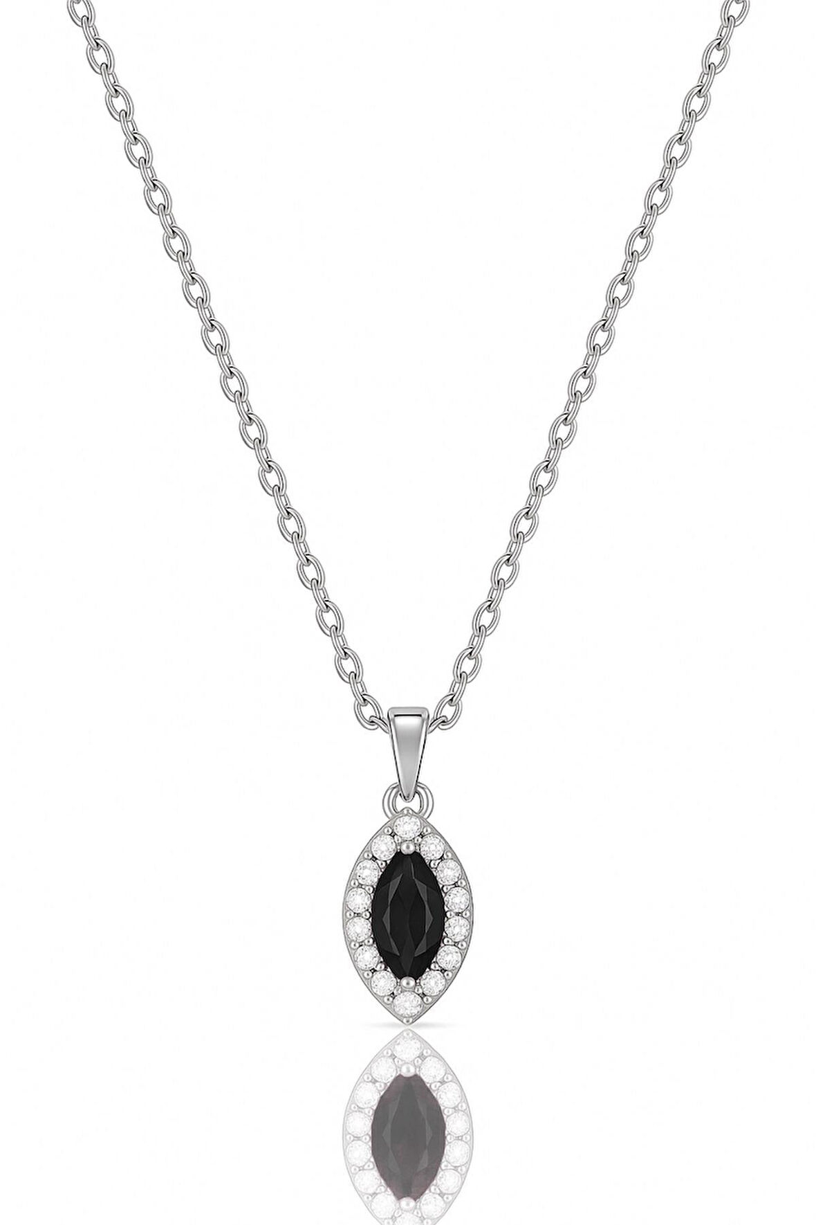 Minera Serisi 925 Ayar Gümüş Pırlanta Modeli Zirkon Taşlı Mekik Kolye