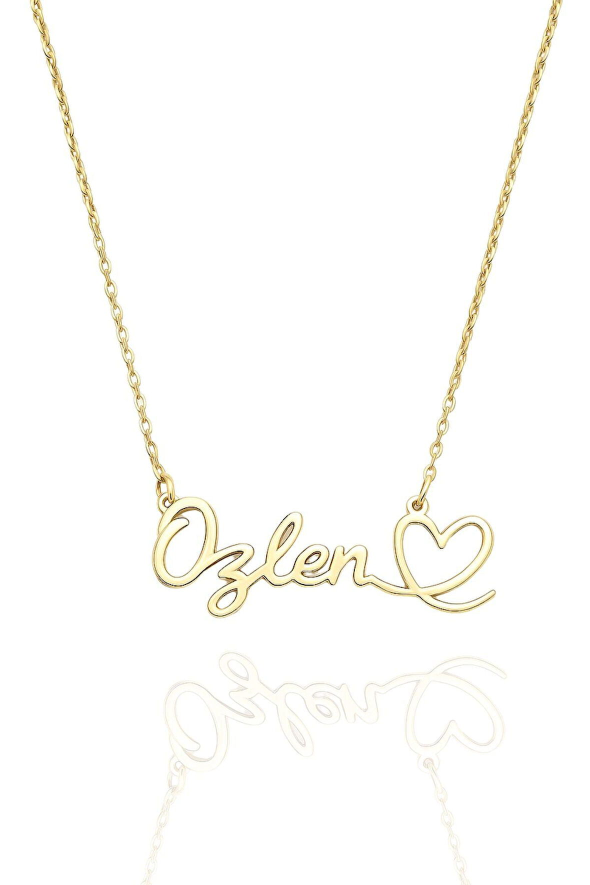 Kişiye Özel Yatay Kalpli İsimli Gümüş Kolye 925 Ayar Gümüş