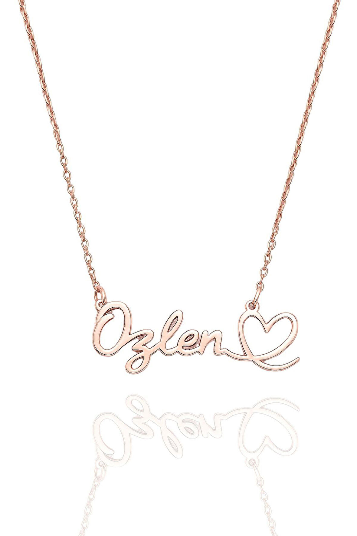 Kişiye Özel Yatay Kalpli İsimli Gümüş Kolye 925 Ayar Gümüş