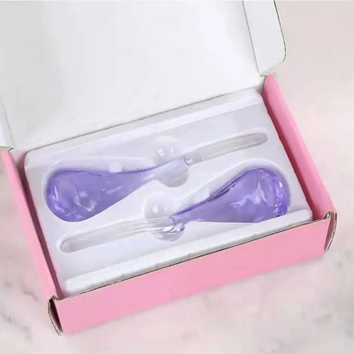 Face İce Roller Gua Sha Çiftli Yüz Buz Masaj Topu Mor Renk