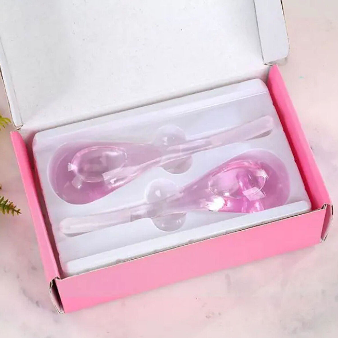 Face İce Roller Gua Sha Çiftli Yüz Buz Masaj Topu Pembe Renk