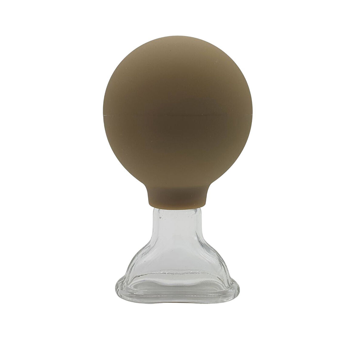 Silikon Vakumlu Yüz Ve Gülümseme Çizgisi İçin Cam Masaj Kupası Bej Renk