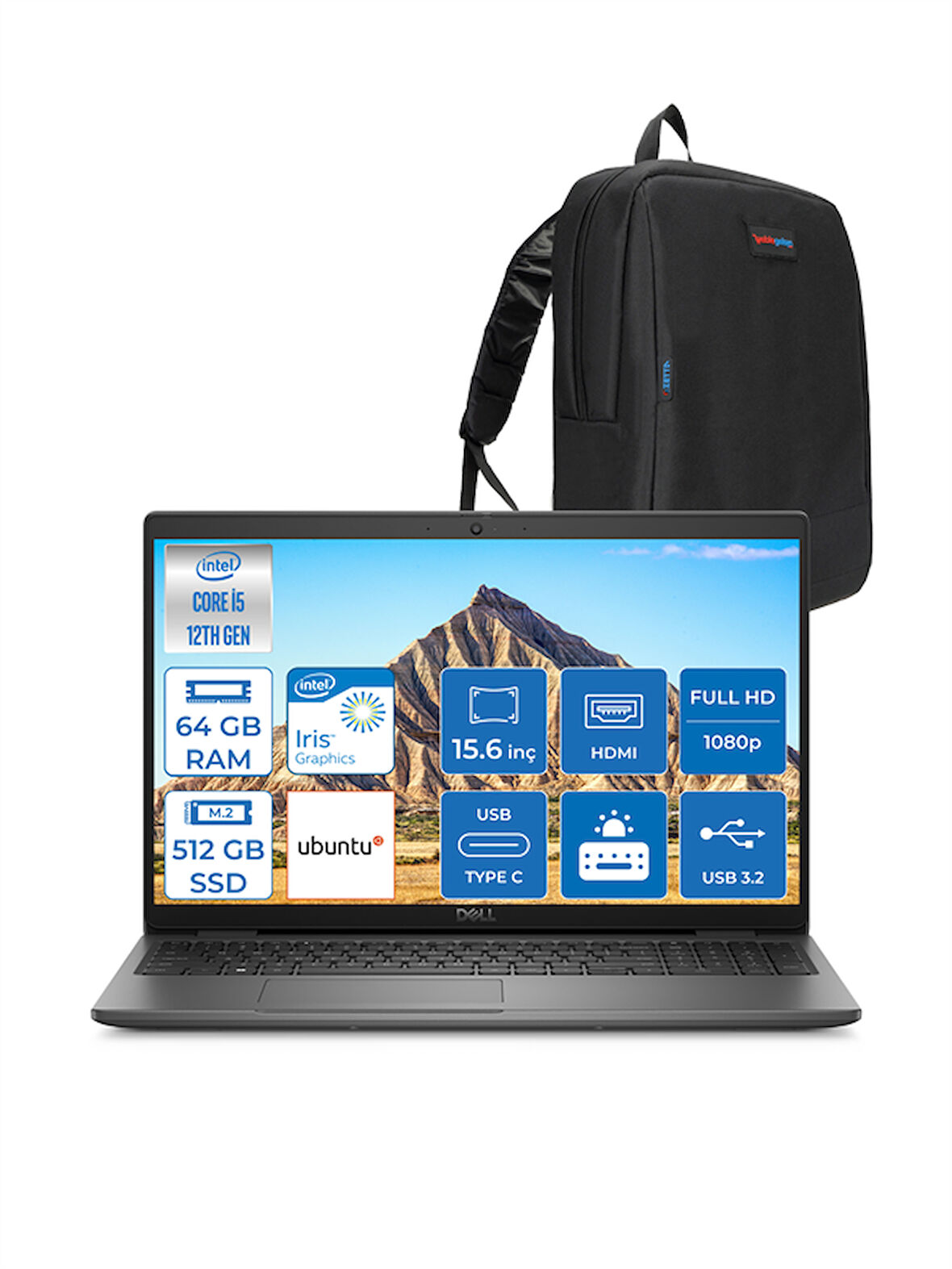 Dell Latitude 3540 Intel Core I5 1235U 64GB 512GB SSD 15.6 IPS Fhd Ubuntu DN049L354015U12 + Zetta Çanta