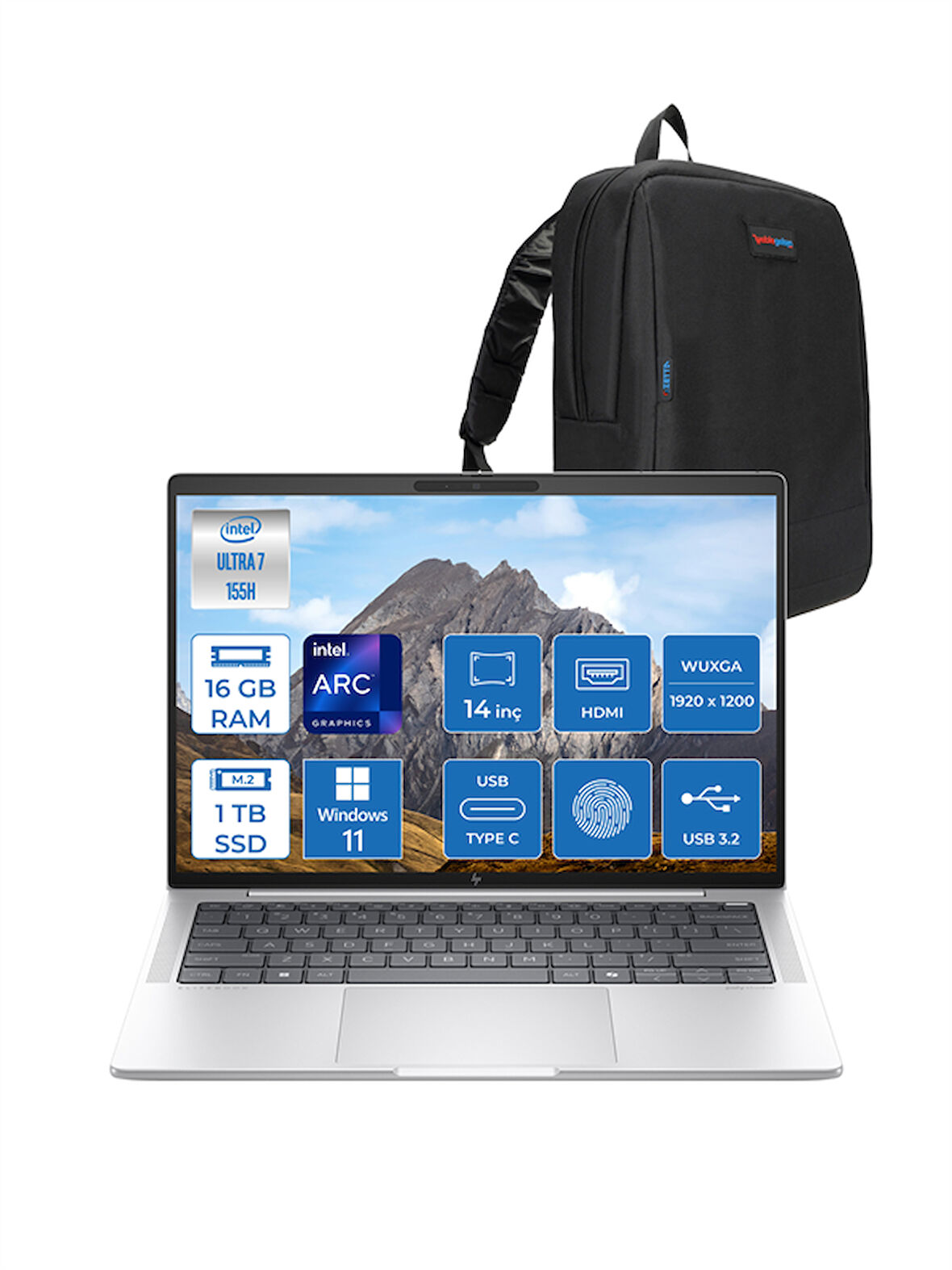 Hp Elitebook 1040 G11 Ultra 7 155H 16GB LPDDR5X 1tb SSD 14" IPS 400NIT Wuxga Windows 11 Pro Taşınabilir Bilgisayar P8A4W3EAWP02 + Zettaçanta