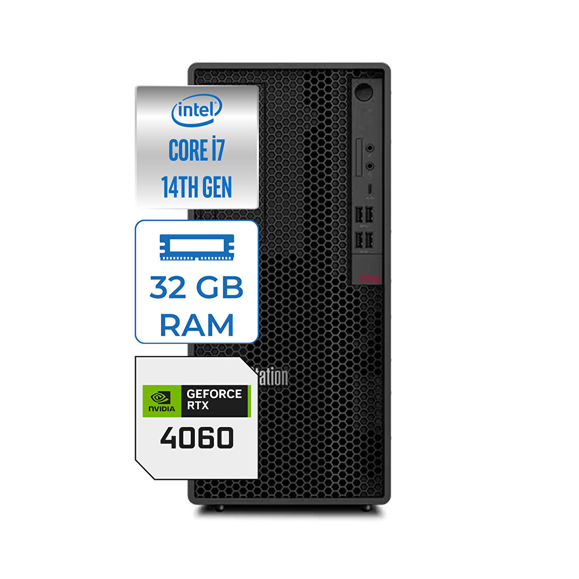 Lenovo Thinkstation P2 Intel Core Vpro Intel Core Vpro İ7-14700 32GB Ddr5 2tb HDD + 1tb SSD 8gb RTX4060 Windows 11 Pro Masaüstü Iş Istasyonu 30FSS0VJ0070