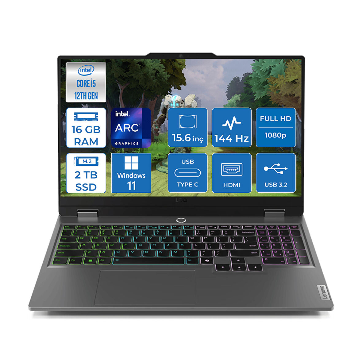 Lenovo Loq 15IAX9I Intel Core I5-12450HX Ddr5 16GB 2 Tbgb SSD Intel® Arc™ 4gb A530M 15.6" Full Hd Gaming Laptop Windows 11 Home 83FQ000VTRH02