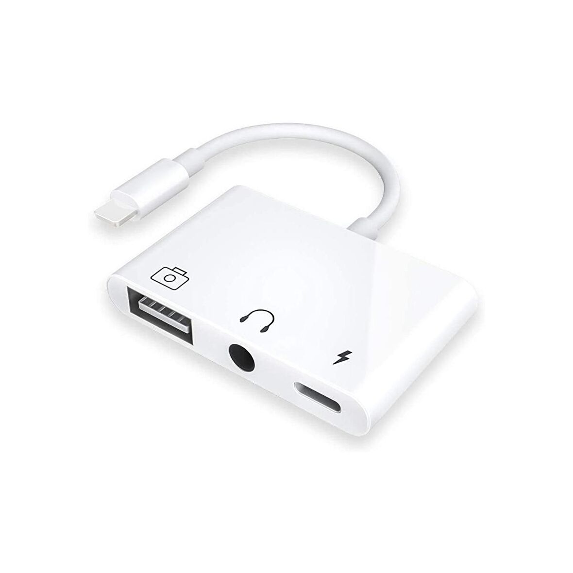 Winex 3in1 Lightning to 3.5mm Aux+UsbA OTG+Lightning Şarj Adaptör Dönüştürücü