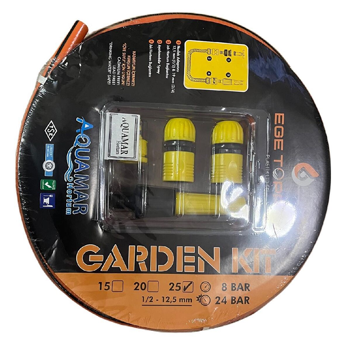 Aquamar Süper Garden Kit Bahçe Hortum Seti 15 mt (1/2)