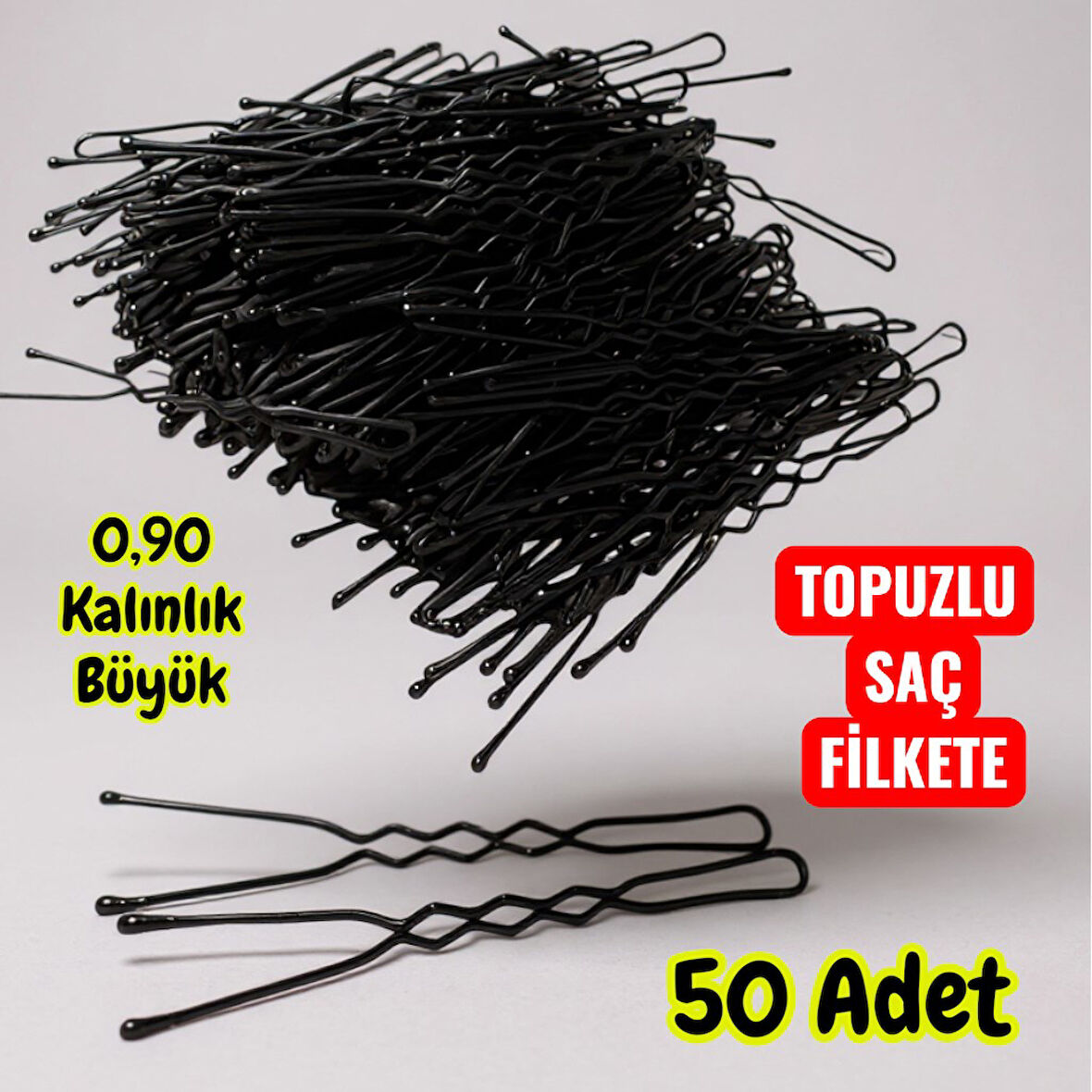 Technow Siyah 6 cm Büyük Topuzlu Kalın Saç Firketesi 0.90 Siyah 50 Adet