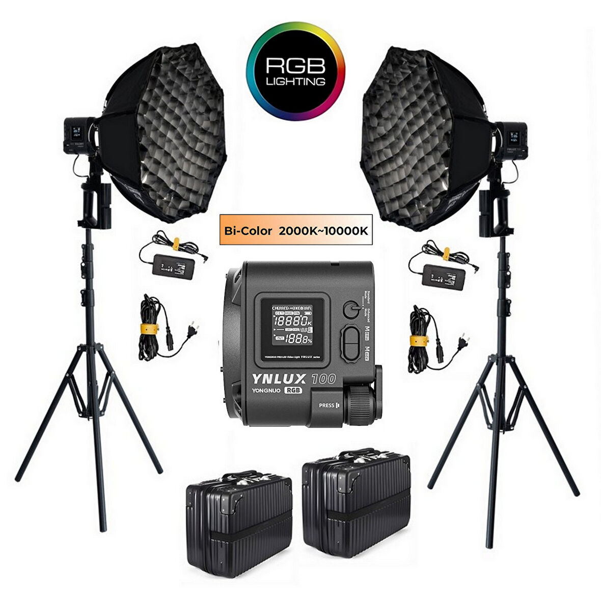 Yongnuo YNLUX100-RGB 120W 2'li LED Işık Seti