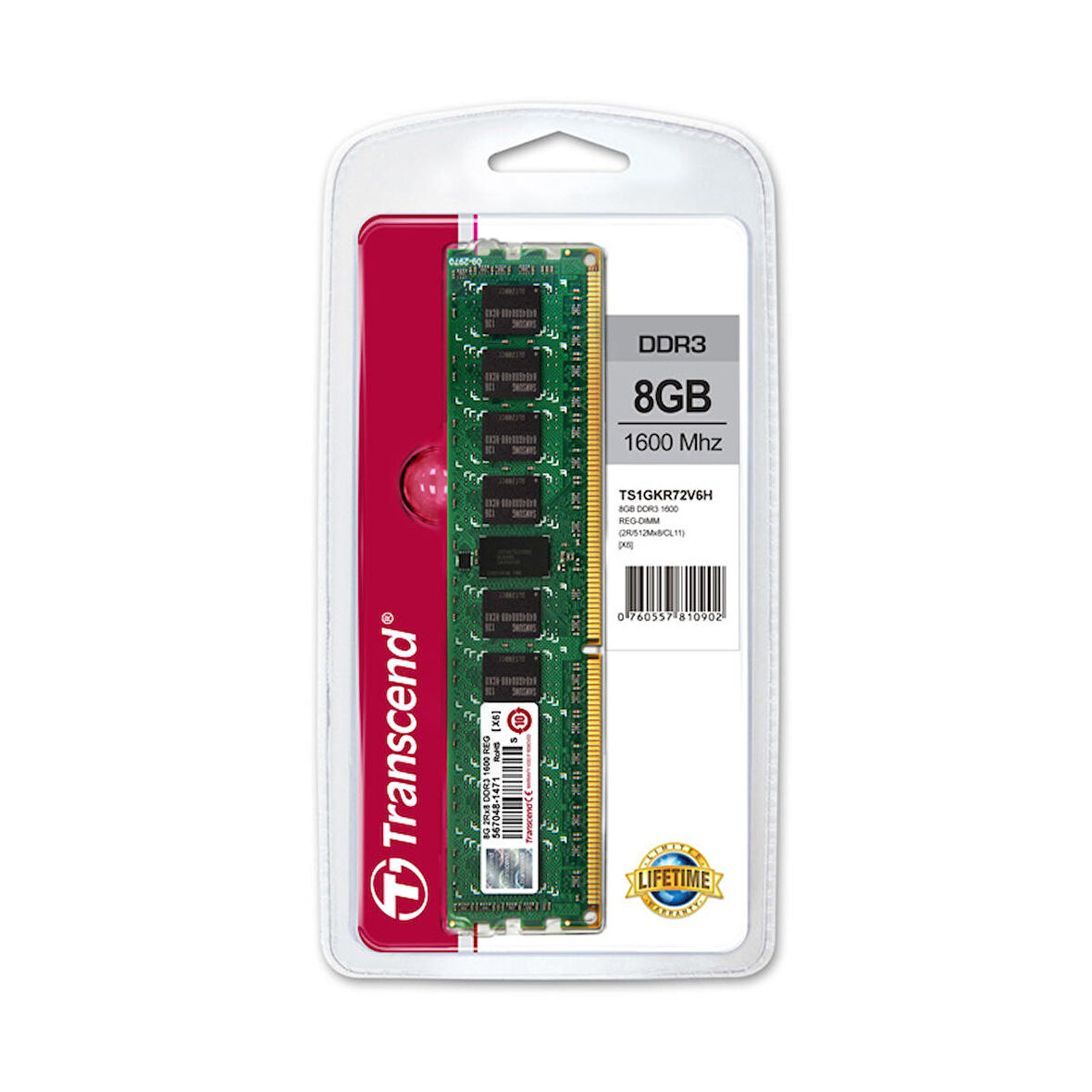 Transcend TS1GKR72V6H 8 GB DDR3 1600MHZ 2Rx8 CL11 ECC Sunucu Bellek