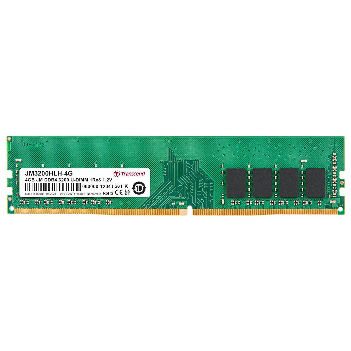 Transcend JM3200HLH-4G 4GB JM DDR4 3200 U-DIMM 1 Rx8 512Mx8 CL22 1.2V 