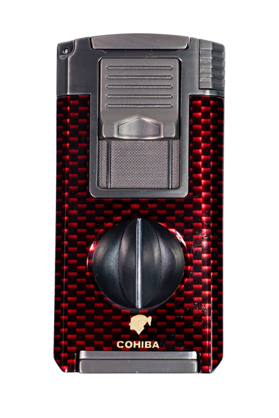 Cohiba Çift Torch Pürmüz Kırmızı Karbon Desenli Puro Çakmağı