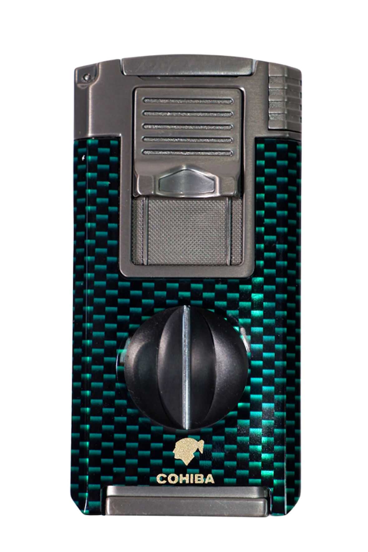 Cohiba Çift Torch Pürmüz Yeşil Karbon Desenli Puro Çakmağı