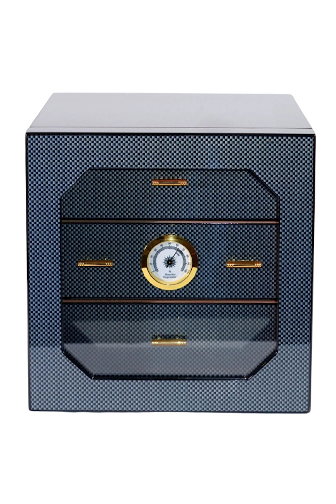 PremiumQuality Teresina Siyah Karbon Desenli Sedir Humidor Puro Kutusu