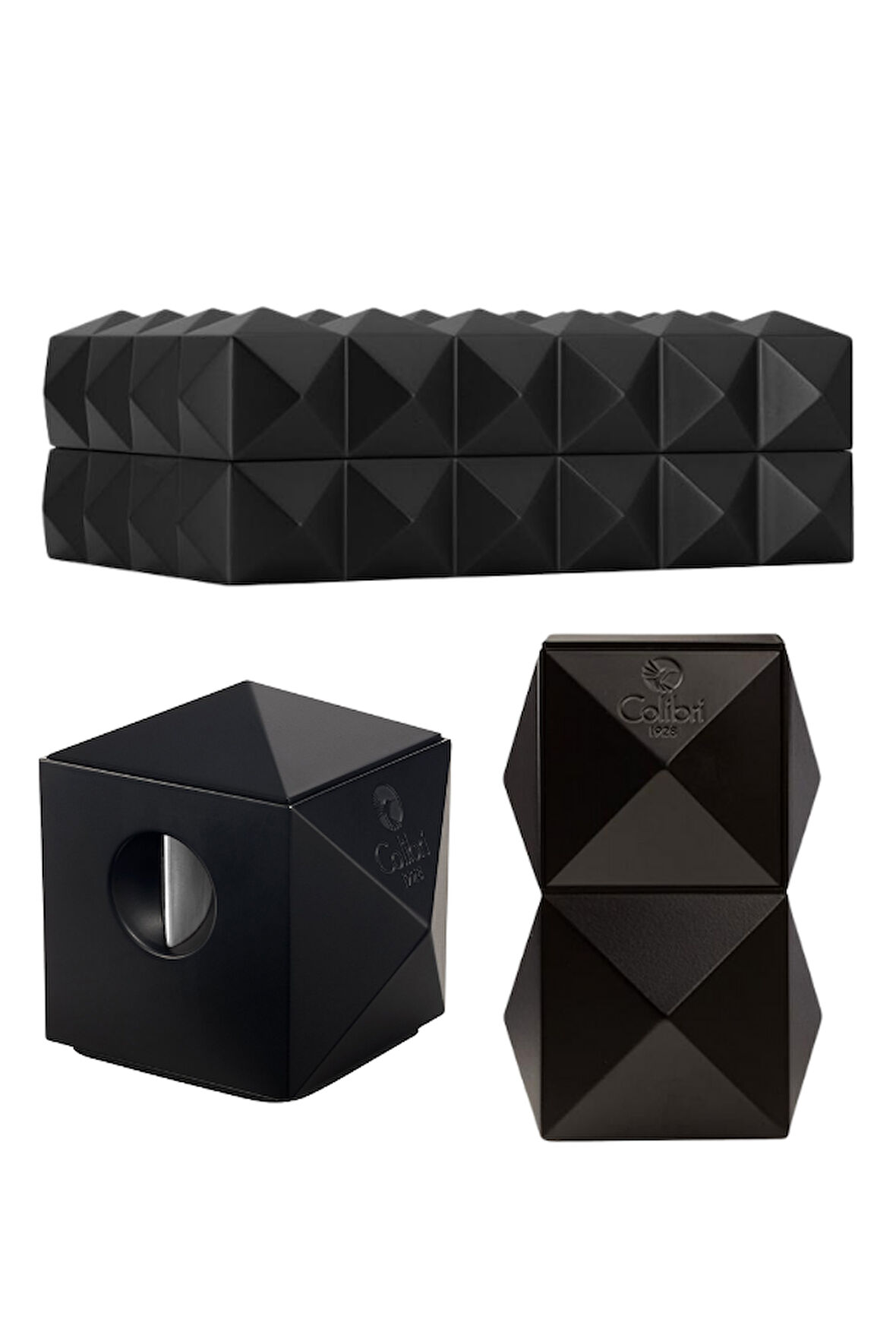 Colibri Quasar Çakmak Kesici Humidor Siyah Üçlü Puro Seti